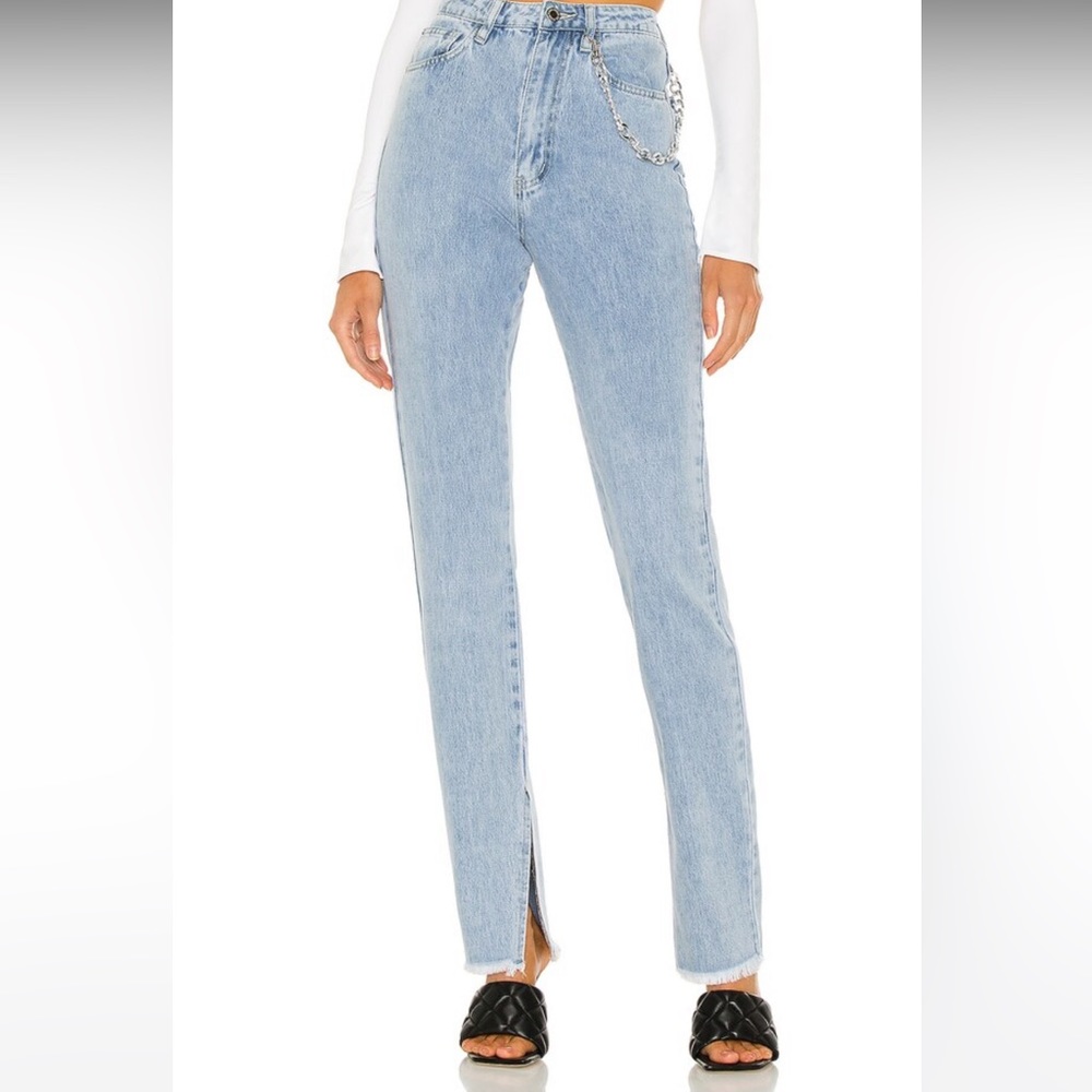WeWoreWhat split hem high waisted jeans